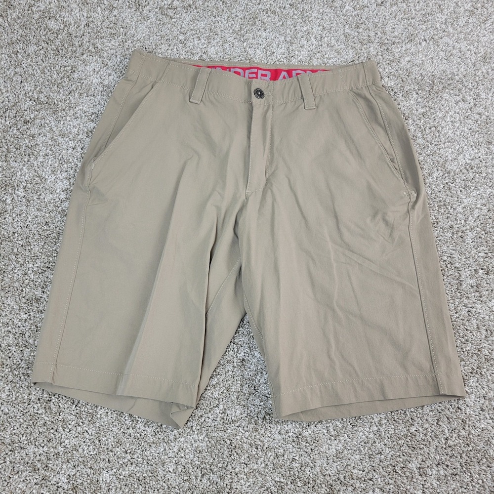 Under Armour Mens 32 Beige Elastic Waist Chino Golf Shorts
